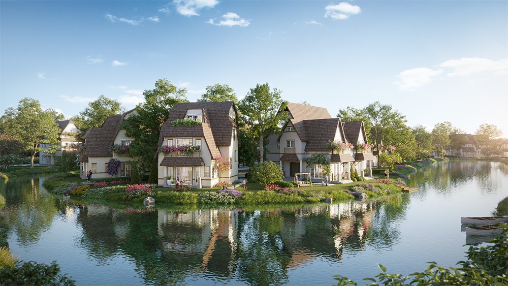 Mỗi căn biệt thự tại Đảo Châu Âu, Eco Central Park đều được mặt nước bao quanh